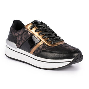 Lunar Black and Gold Trainers DLG307