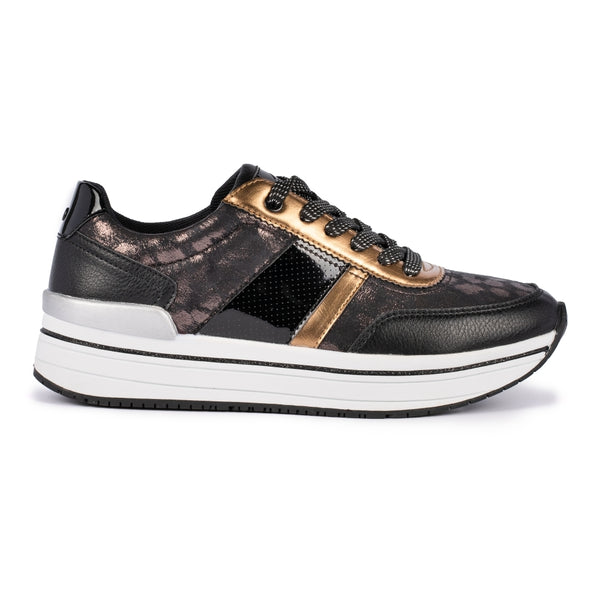 Lunar Black and Gold Trainers DLG307